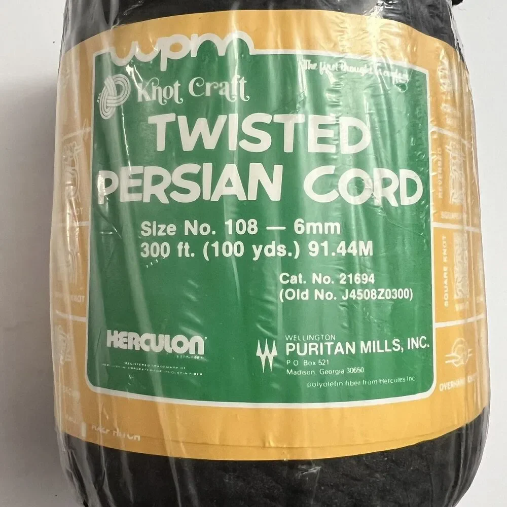 Knot Craft Twisted Persian Cord Macrame 100yd 6mm Herculon Crochet Knit Knotting